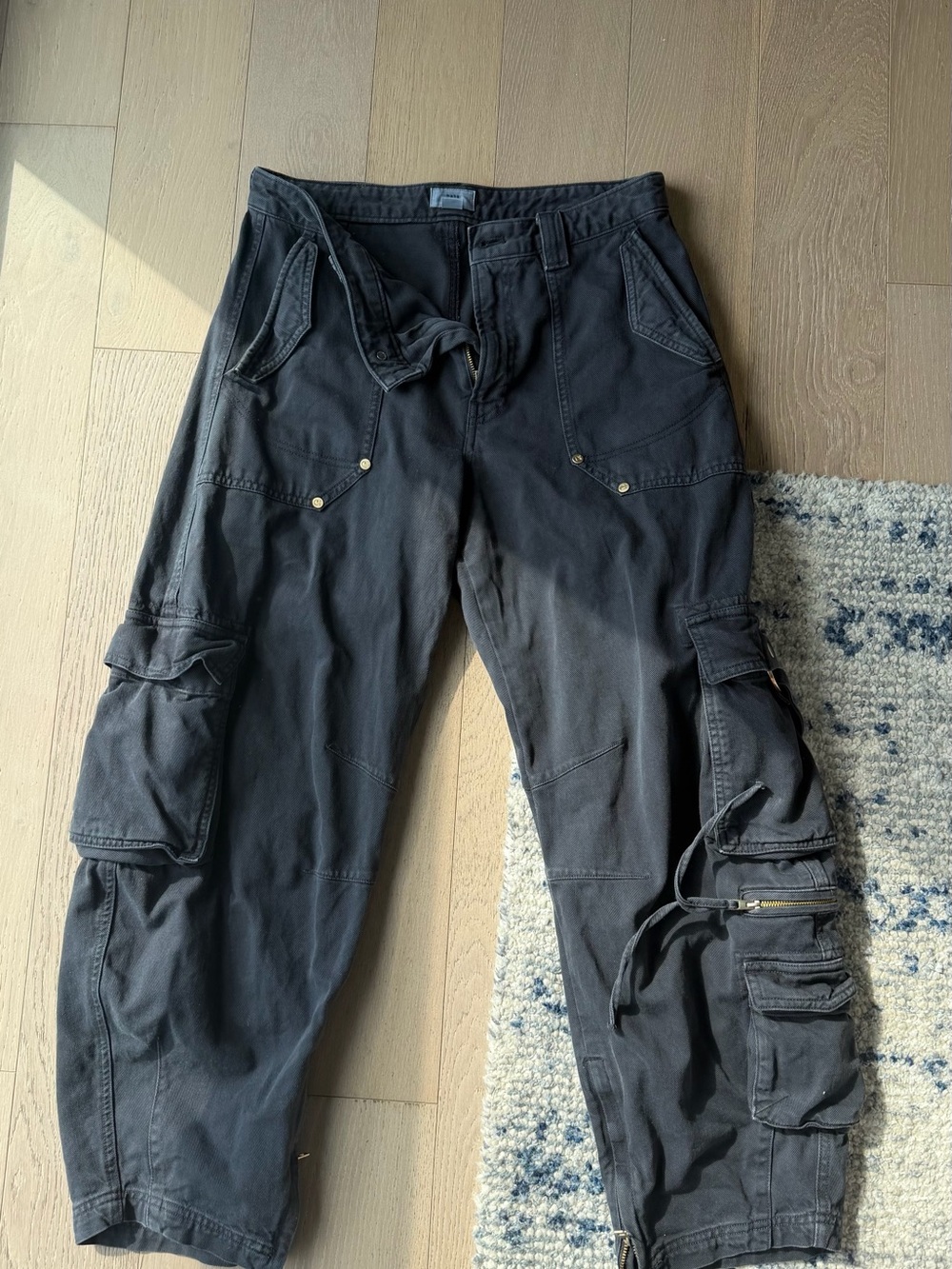 cult gaia/ Gap collab charcoal Wide Leg Cargo Jumpsuit Pants
